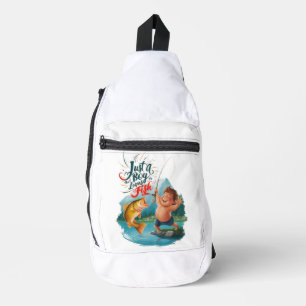 Joyous Boy Reeling in een grote vangst op Tranquil Sling Bag