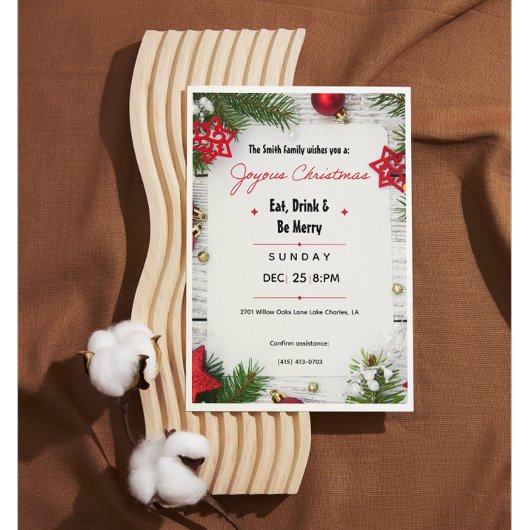 Joyous Christmas Minimalist Invitation | Modern
