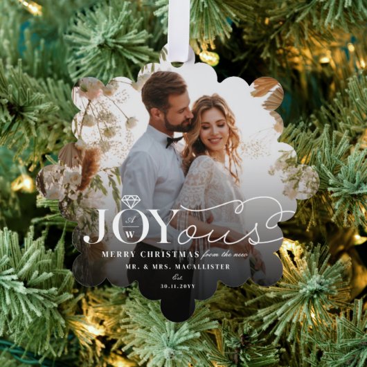 Joyous Diamond Ring Monogram Classic Wedding  Ornament Kaart (Insitu (Drie))