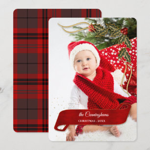 Joyous en Jolly with Bows of Holly Photo Feestdagenkaart