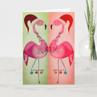 Joyous Flamingo kerstkaart: bikleurenkaart Kaart