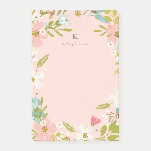 Joyous Floral op Roze Post-it® Notes (Voorkant)