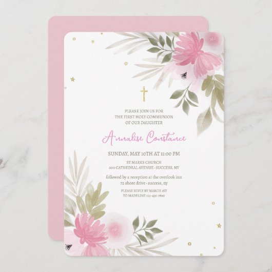 Joyous Floral Religious Invitation (Devant / Derrière)