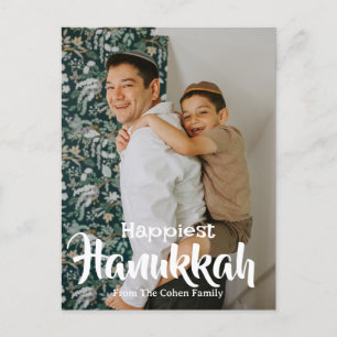 Joyous Hanukkah Eenvoudige Chanoeka familie foto Feestdagenkaart
