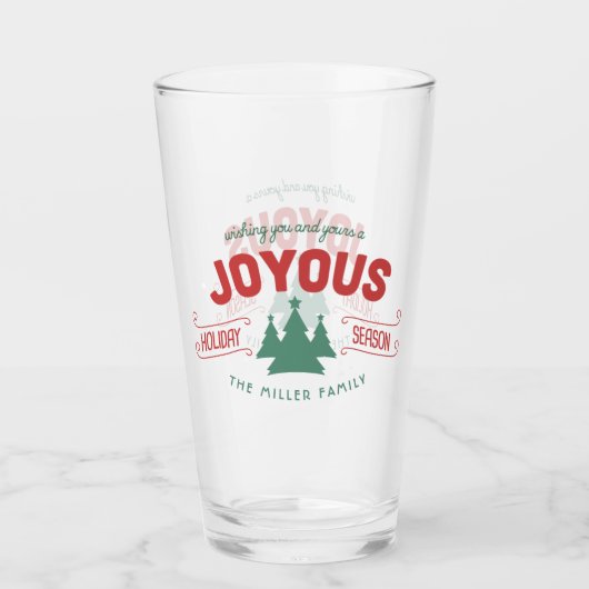 Joyous Holiday Season Fir Trees Red/Green ID580 Glas (Voorkant)