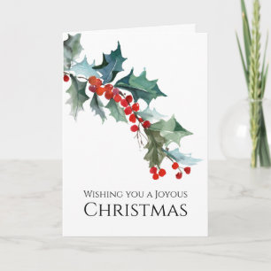 Joyous Kerstmis van de Twijg van de Hulst van de Kaart