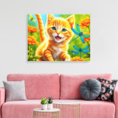 Joyous Kitten Canvas Afdruk (Insitu (Woonkamer))