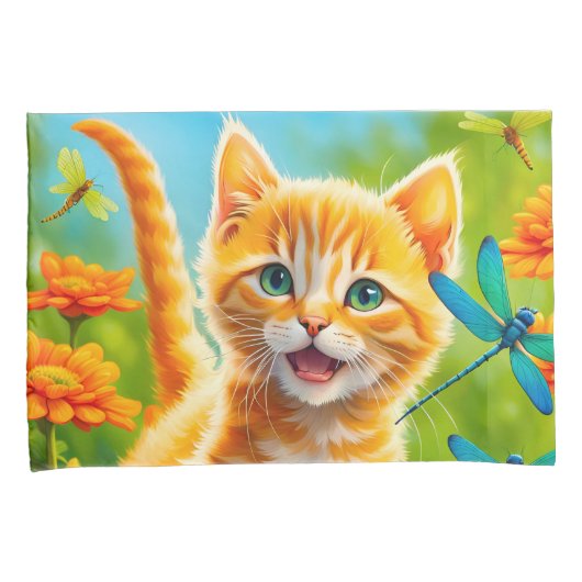 Joyous Kitten Kussensloop (Voorkant-Rechts)