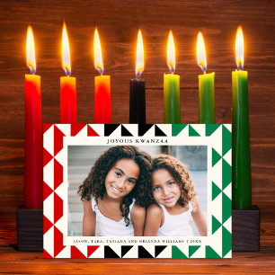 Joyous Kwanzaa Geometric Modern Holiday Photo Card Feestdagenkaart