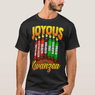 Joyous Kwanzaa Kinara Candles Ombre 7 Principles T-shirt
