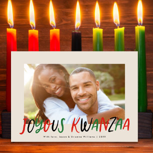 Joyous Kwanzaa Modern geletterd type foto Feestdagenkaart