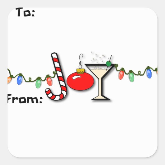 Joyous Martini Gift Label Sticker (Voorkant)
