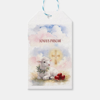 Joyous Pascha Lamb, Red Eggs and Cross Cadeaulabel