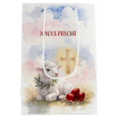 Joyous Pascha Lamb, Red Eggs and Cross Medium Cadeauzakje (Achterkant)