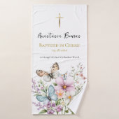 Joyous Pastel Flowers & Butterfly Baptism Gift  (Serviette de bain)