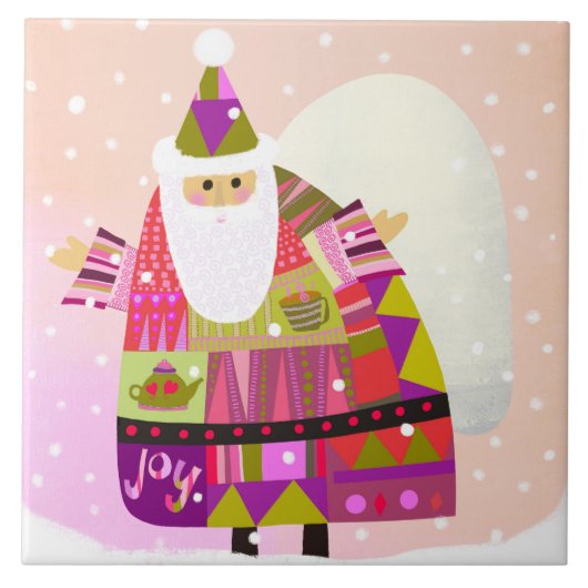 Joyous Santa Trivet Tegeltje (Voorkant)