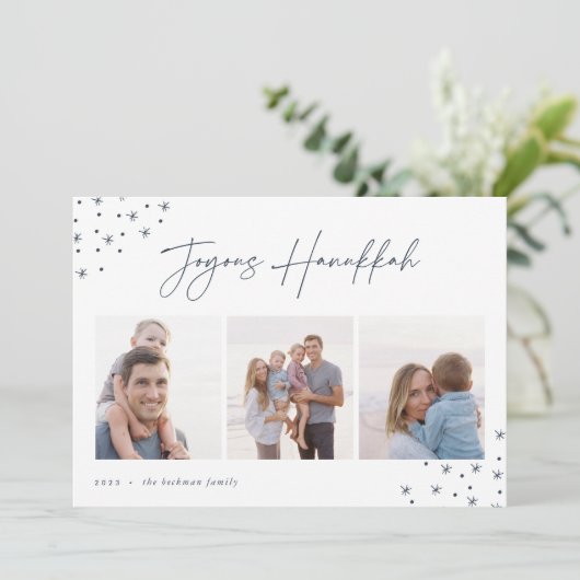 Joyous Sketch | Hanukkah Photo Collage Feestdagenkaart (Staand voorkant)