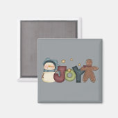 Joyous Snowman & Gingerbrood Man Magneet (Voorkant / Achterkant)