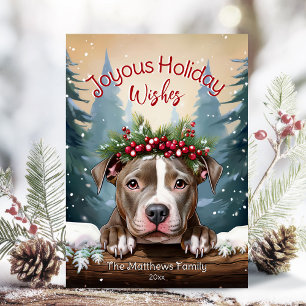 Joyous Wishes Winter Wonderland American Pit Bull Feestdagenkaart
