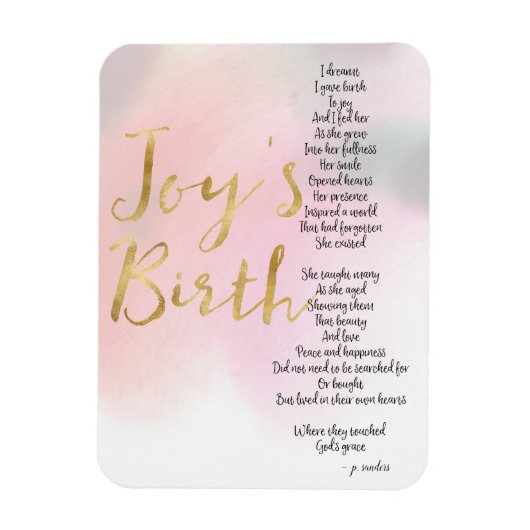 Joy's Birth Poem Magneet (Verticaal)