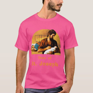 Jozef houdt Baby Jezus vast terwijl Maria slaapt. T-shirt