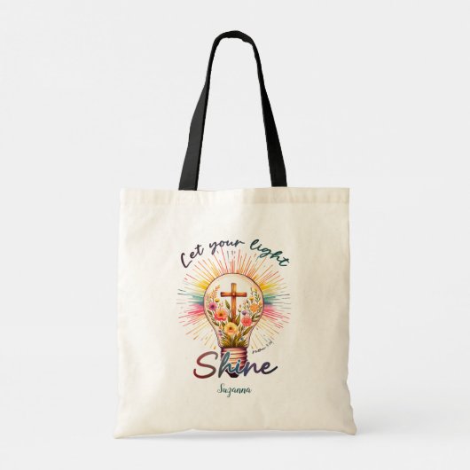 Jozua 1:9 | Matteüs 5:16 Bijbelcitaten Tote Bag (Achterkant)