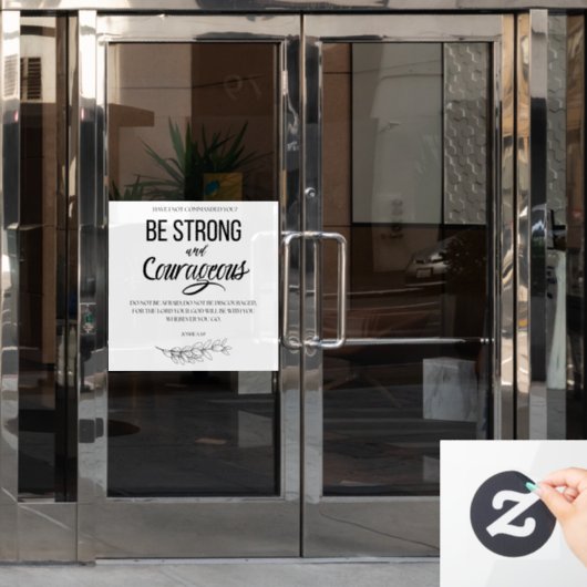 Jozua 1:9 Wees sterk en moedig Christelijk Raamsticker (Kantoordeur)