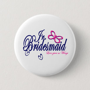 Jr. Bridesmaid/Butterfly Theme Ronde Button 5,7 Cm