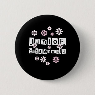 Jr. Bridesmaid White, zwart Ronde Button 5,7 Cm