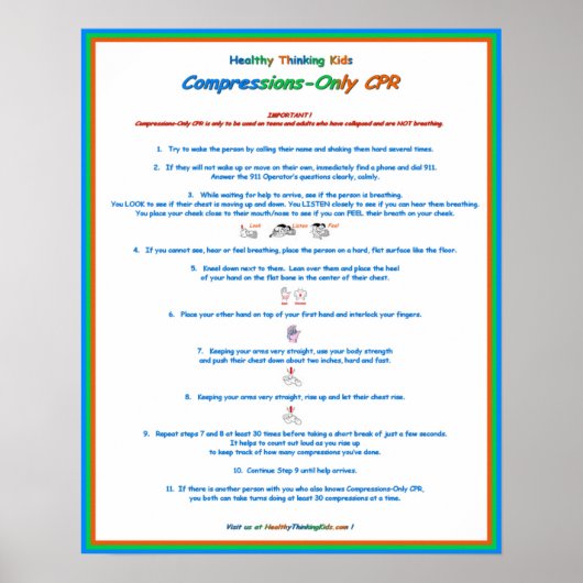 Jr. Heart Squad Compressions-Only CPR Poster Lg (Voorkant)