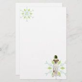 JRT Santa Dog | Groene Kerst | Monogram Briefpapier (Voorkant / Achterkant)