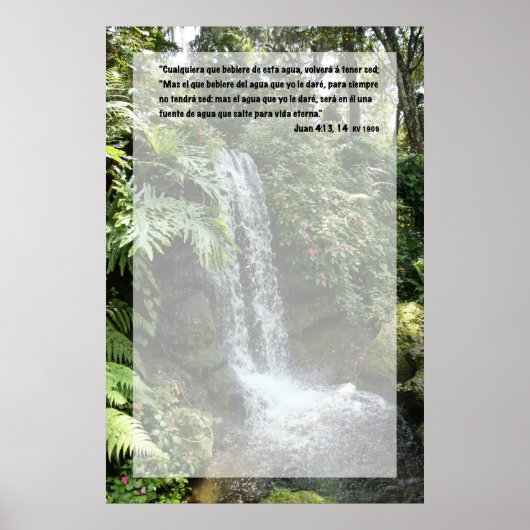 Juan 4:13 con Cascada Poster (Voorkant)