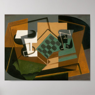 Juan Gris - Chessboard, Glass en Dish Poster