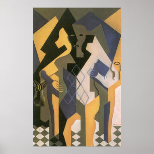 Juan Gris - Harlequin met tafel Poster