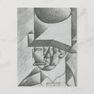 Juan Gris - Hoofd van een man met sigaar Briefkaart