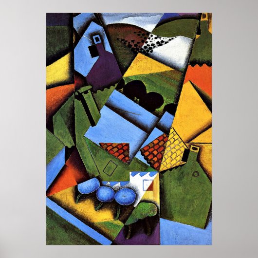 Juan Gris - Landschap met huizen bij Ceret Poster (Voorkant)