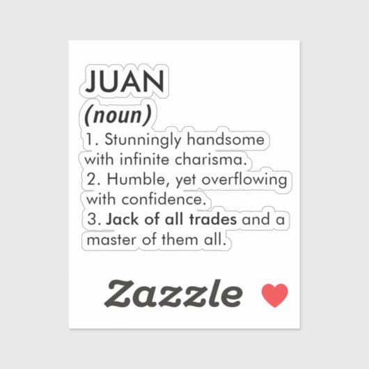 Juan name, Editable name, Custom name Sticker (Vel)