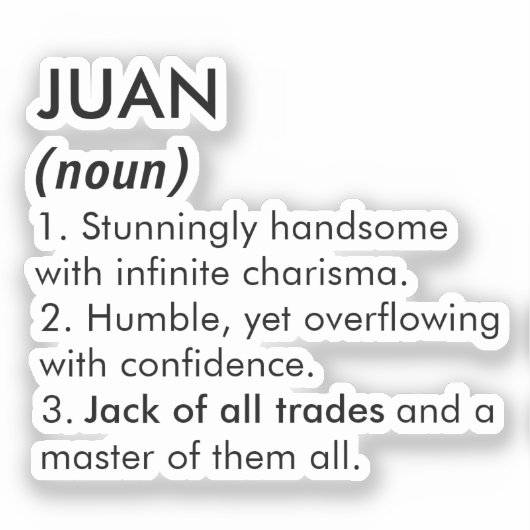 Juan name, Editable name, Custom name Sticker (Voorkant)