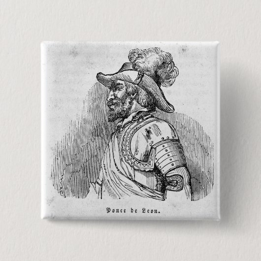Juan Ponce de Leon Vierkante Button 5,1 Cm (Voorkant)