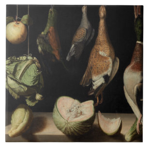 Juan Sanchez Cotan - still Life with Game Fowl Tegeltje