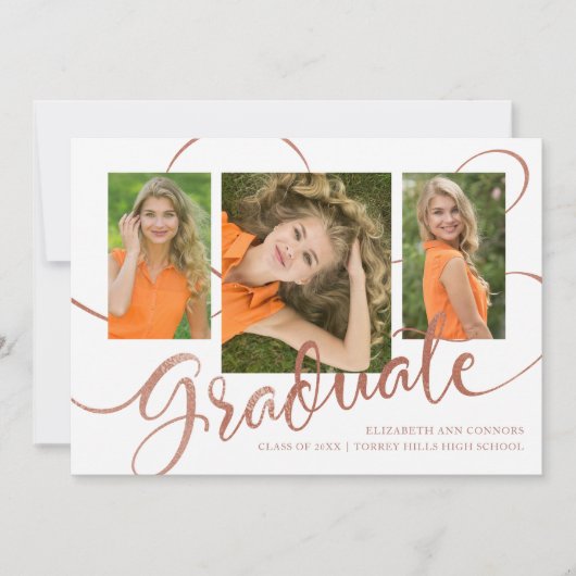 Jubilant Grad Faux Rose Gold Multi Carte photo (Devant)
