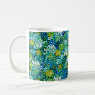 Jubilant Spring Blue & Green Modern Floral Koffiemok