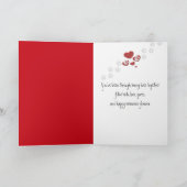 Jubilea kat met bungelend hart kaart (Binnen)