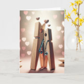 Jubilea wasknijpers met roze hartjes kaart (Gele Bloem)