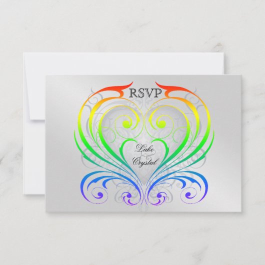 Jubilee Rainbow Heart Rsvp Uitnodiging (Voorkant)