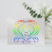 Jubilee Rainbow Heart Rsvp Uitnodiging (Staand voorkant)