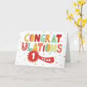 Jubileum 1 jaar gefeliciteerd kaart (Gele Bloem)