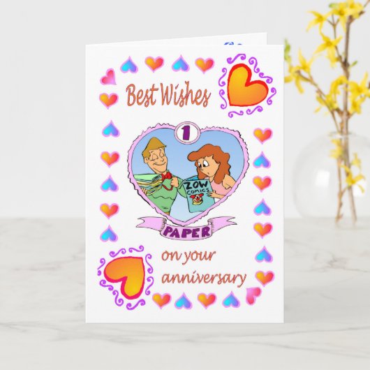 Jubileum 1 papier kaart (Gele Bloem)