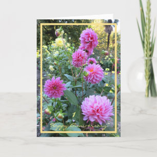Jubileum 1e bruiloft Wishes Chrysanthemums Kaart