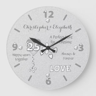 Jubileum 25 jaar hartstikke bloemen en namen grote klok